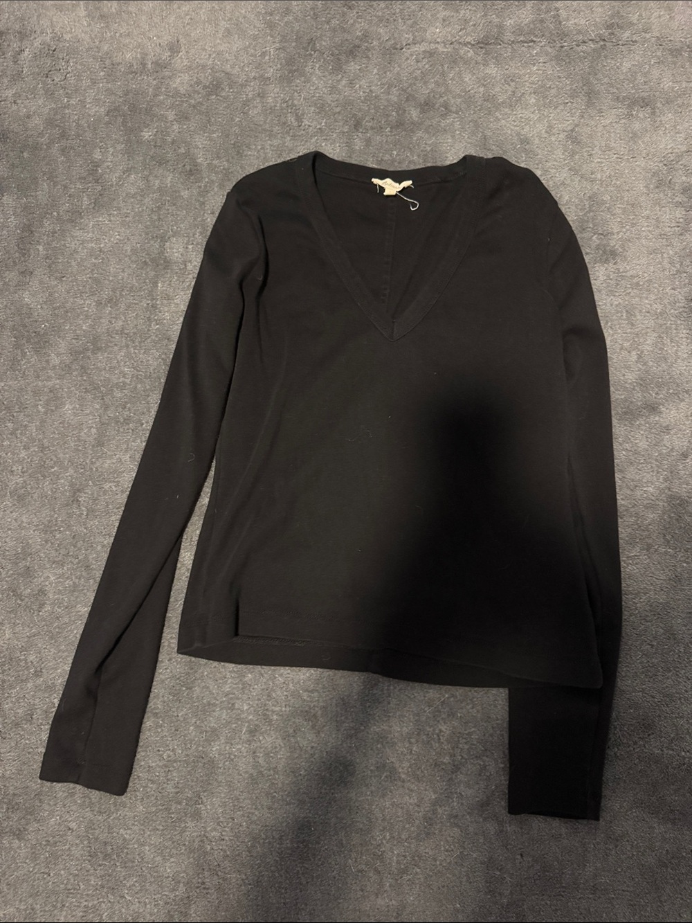 Madewell Black V-Neck Long Sleeve Tee